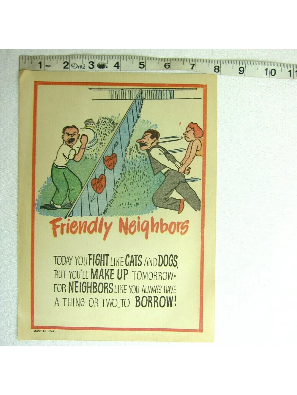 Vintage Vinegar Valentine Friendly Neighbors Penny Dreadful Insult Poem Ephemera